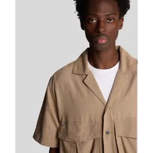 V-neck cotton and linen shirt Lyle & Scott image-4