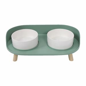 10530299-gamelle-double-sureleve-m-pets-altitude-vert-blanc-2x450-ml