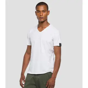 T-Shirt mit V-Ausschnitt im Rohschnitt Replay image-1