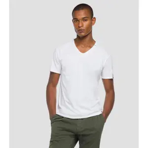 T-Shirt mit V-Ausschnitt im Rohschnitt Replay image-0