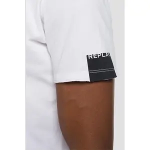 T-Shirt mit V-Ausschnitt im Rohschnitt Replay image-4