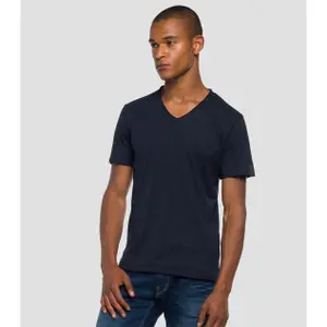 T-Shirt mit V-Ausschnitt im Rohschnitt Replay image-0