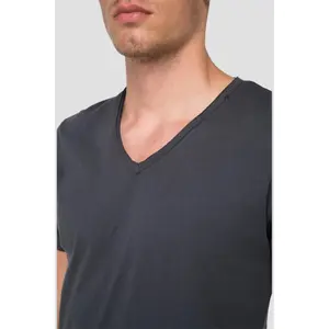 T-shirt met V-hals en ruwe snit Replay image-3