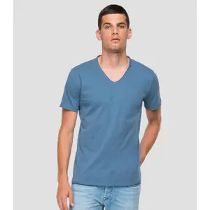 T-Shirt mit V-Ausschnitt im Rohschnitt Replay image-0