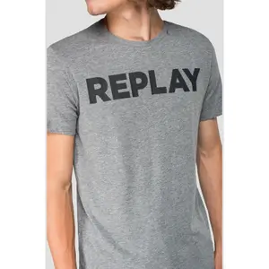 Cotton T-shirt with logo print Replay image-3