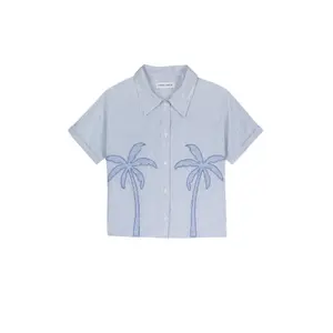 Leinenhemd, Damen Maison Labiche Surville Palm Patchwork