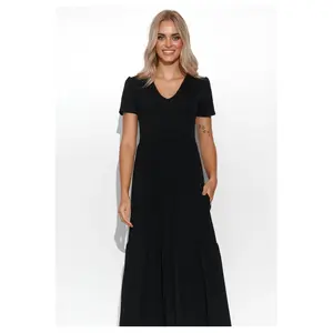 Abito lungo con scollo a V in maglia donna Makadamia image-2