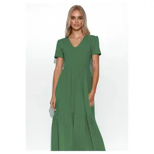 Abito lungo con scollo a V in maglia donna Makadamia image-2