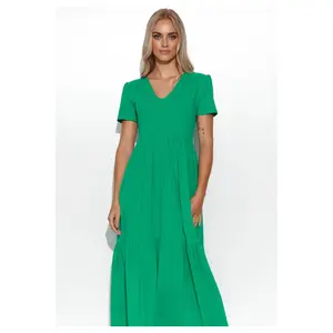 Abito lungo con scollo a V in maglia donna Makadamia image-2