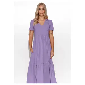 Abito lungo con scollo a V in maglia donna Makadamia image-2