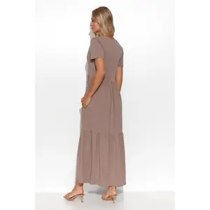 Abito lungo con scollo a V in maglia donna Makadamia image-1