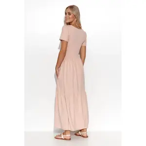 Abito lungo con scollo a V in maglia donna Makadamia image-1