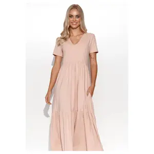 Abito lungo con scollo a V in maglia donna Makadamia image-2