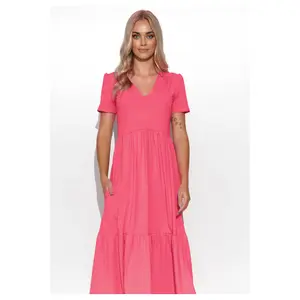 Abito lungo con scollo a V in maglia donna Makadamia image-2