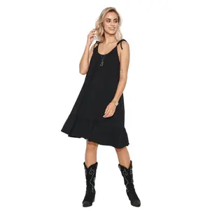 Short dress with tied straps for women Makadamia image-0