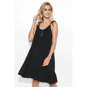 Short dress with tied straps for women Makadamia image-1