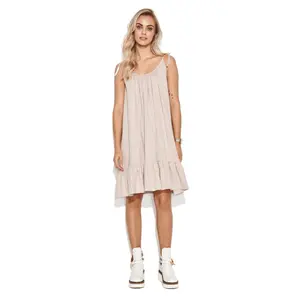 Short dress with tied straps for women Makadamia image-0