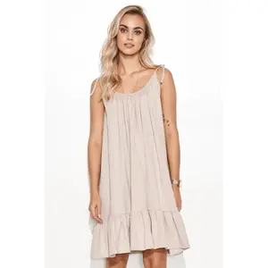 Short dress with tied straps for women Makadamia image-1