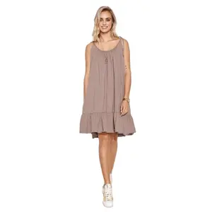 Short dress with tied straps for women Makadamia image-0