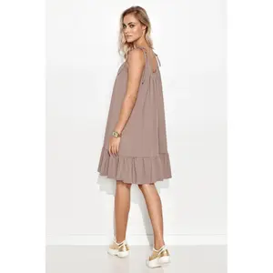 Short dress with tied straps for women Makadamia image-2