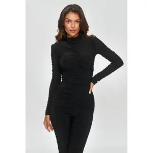 Conjunto ajustado con efecto drapeado mujer Makadamia M852 image-2