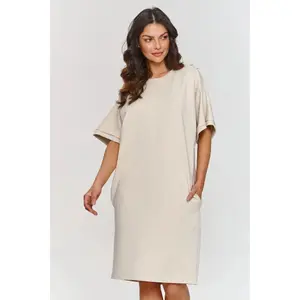 Abito t-shirt con tasche laterali donna Makadamia image-1