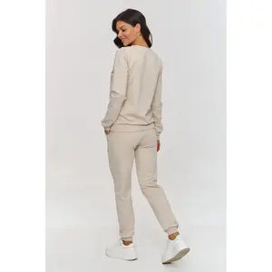 Damen Sweatshirt mit V-Ausschnitt und Jogginghose Set Makadamia image-1