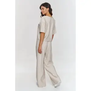 T-Shirt und breite Hose für Frauen Makadamia image-1
