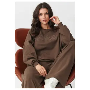 Women's sweatshirt and wide-leg trousers set Makadamia image-3