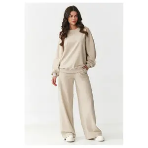 Women’s sweatshirt and wide-leg pants set Makadamia image-1