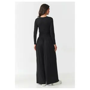 Long-sleeve t-shirt and wide leg trousers for women Makadamia image-1