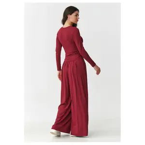 Long-sleeve t-shirt and wide leg trousers for women Makadamia image-2