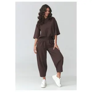 Women's T-shirt and Puff Pants Set Makadamia image-2