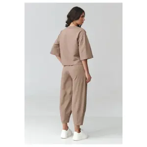 Women's T-shirt and Puff Pants Set Makadamia image-1