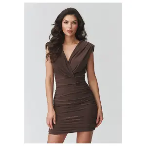 Fitted Short Ruched Dress for Women Makadamia image-2