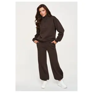 Conjunto de chándal con pantalones anchos mujer Makadamia M946 image-3