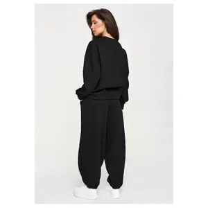 Conjunto de chándal con sudadera oversize y pantalón ancho mujer Makadamia M947 image-2