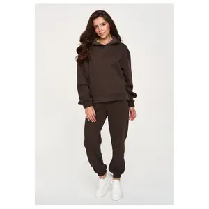 Conjunto de chándal con sudadera con capucha y pantalón ajustado mujer Makadamia M948 image-1