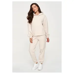 Conjunto de chándal con sudadera con capucha y pantalón ajustado mujer Makadamia M948 image-3