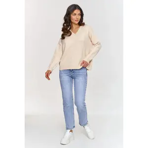 Women's V-neck sweater Makadamia image-1