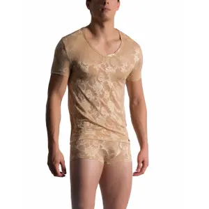 T-shirt duży z dekoltem w serek Manstore M759 image-1