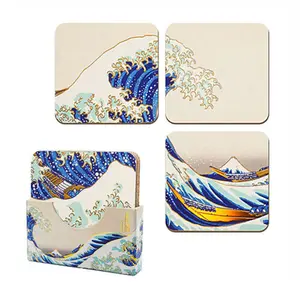 Sous-verre Map La Grande Vague de Kanagawa (x4) image-0
