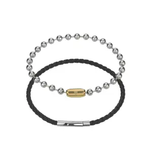 Pulsera de cuero auténtico/acero inoxidable Marc Lauder image-0