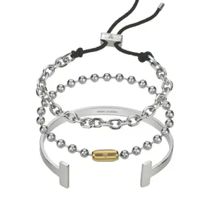 Pulsera de cuero auténtico/acero inoxidable Marc Lauder image-0