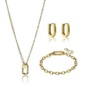 Collar y pendientes de acero inoxidable para mujer Marc Lauder Teramo