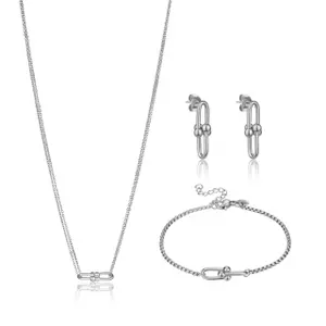 Halsband och örhängen i rostfritt stål för kvinnor Marc Lauder Terni image-0