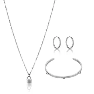 Collier et boucles d'oreilles acier inoxydable femme Marc Lauder Vetrailia image-0