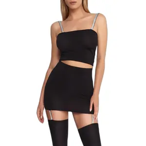 Mini Elastic Skirt with Shimmering Hem and Straps for Women Marilyn Cherry H23