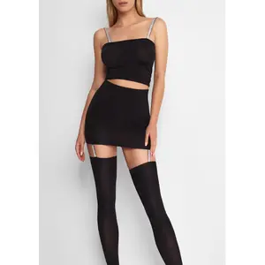 Mini Elastic Skirt with Shimmering Hem and Straps for Women Marilyn Cherry H23 image-3