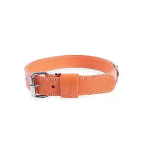 Double-thickness leather dog collar Martin Sellier 20/45